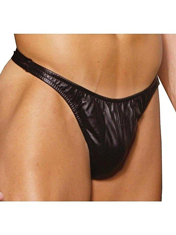 Elegant Moments Men's Leather Thong - Luxurious Black Thong for Comfort and Style Elegant Moments