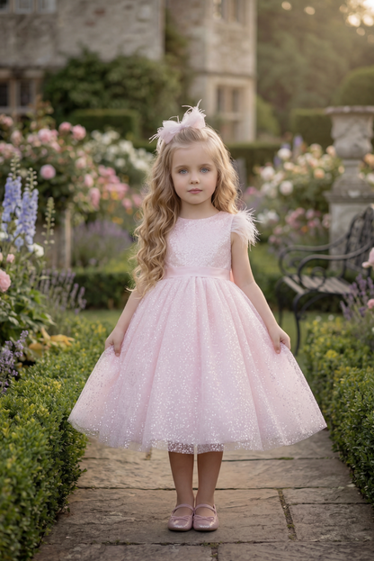 ELIANA DRESS & BOW SET BLUSH PINK