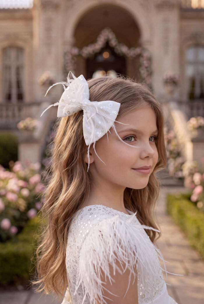 ELIANA DRESS & HAIR BOW SET WHITE