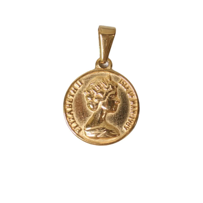 Elizabeth II Pendant Gold-Plated NecklaceCommemorative Jewelry Memory Gift Crushes.