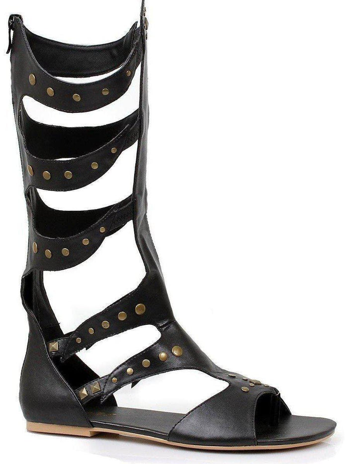 Ellie Shoes 031-Warrior Men's Knee-High Sandals - Flat Design in Black & Brown, Sizes S-M-L Ellie Shoes