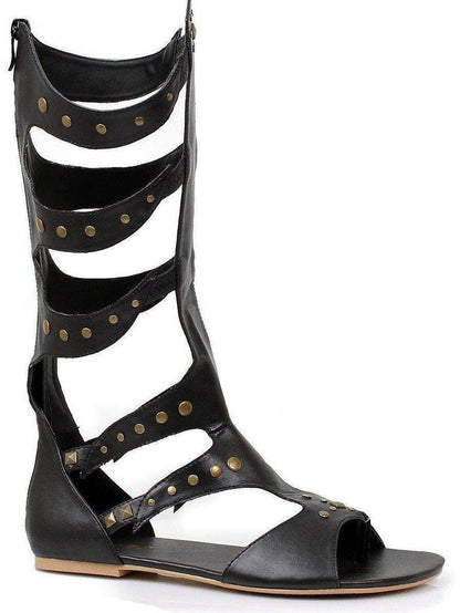 Ellie Shoes 031-Warrior Men's Knee-High Sandals - Flat Design in Black & Brown, Sizes S-M-L Ellie Shoes