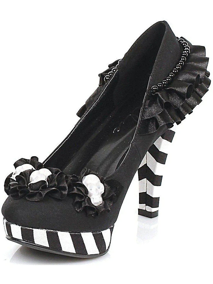 Ellie Shoes 414-Dia 4" Heel Flower Skull Costume Pumps - Black/White & Multi, Sizes 5-12 - Women's Costume pumps