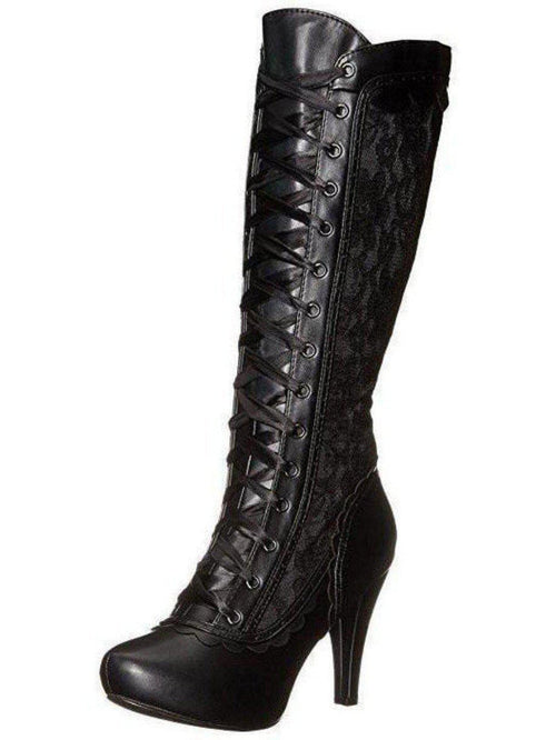 Ellie Shoes 414-MARY 4" Heel Victorian Style Boots - Elegant Black, Brown, White Options Ellie Shoes