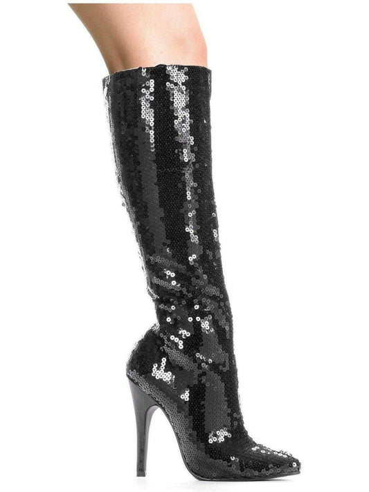 Ellie Shoes 511-Tin 5" Heel Knee High Sequined Boots in Black, Gold & Silver - Sizes 5-14 Ellie Shoes