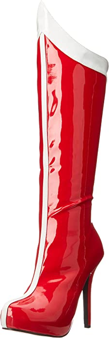 Ellie Shoes 517-Comet 5.5" Heel Knee High Fashion Boots in Red/Gold & Red/White Ellie Shoes