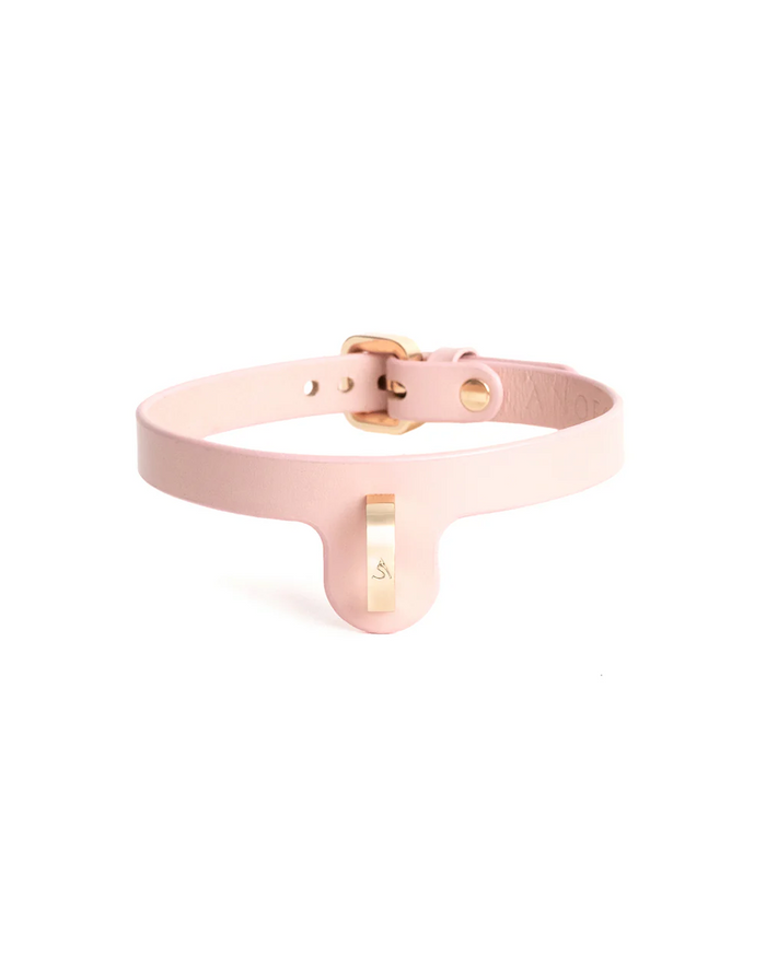 Embla 2.0 Leather Collar Pink & Gold
