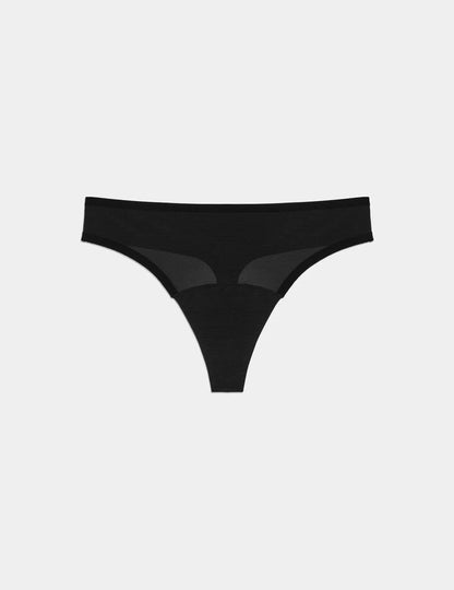 | Essential Full Mesh Thong shown front-facing against a light gray background | Black