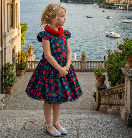 EVANGELINE DRESS NAVY ROSE FLORAL