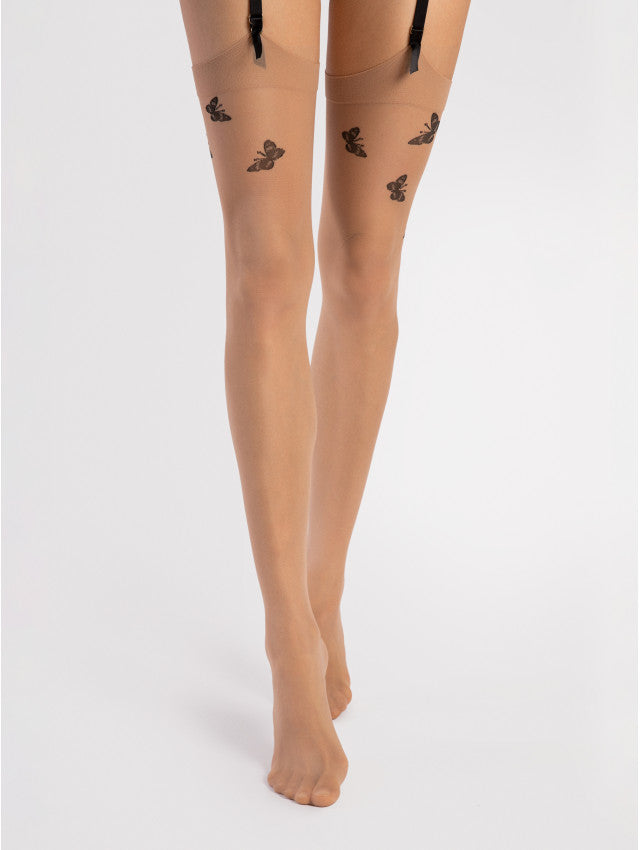 Farfalle Black Butterfly Sheer Nude Stockings