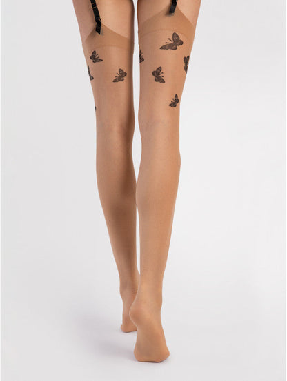 Farfalle Black Butterfly Sheer Nude Stockings