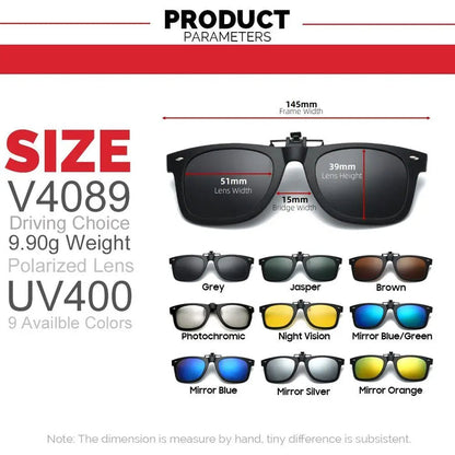 Fashion Retro Polarized Clip-On Flip-Up Sunglasses - UV400 Protection Unisex Pantsnsox