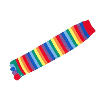 2 Pairs Five Finger Ladies Knee High Toe Socks Rainbow Size 2-8 Womens AU Stock Pantsnsox