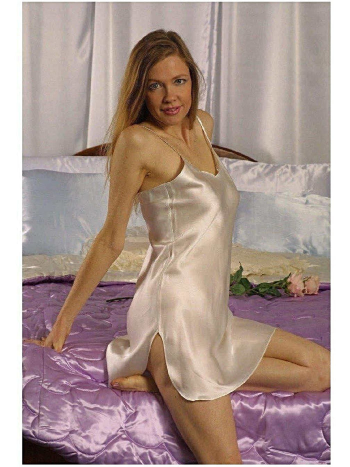 Flirty Lingerie Chemise In Satin, Adjustable Straps, Sizes S-XL, Elegant Handcrafted Quality Satin Boutique