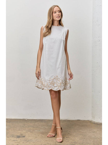 Floral Embroidered Sleeveless Dress