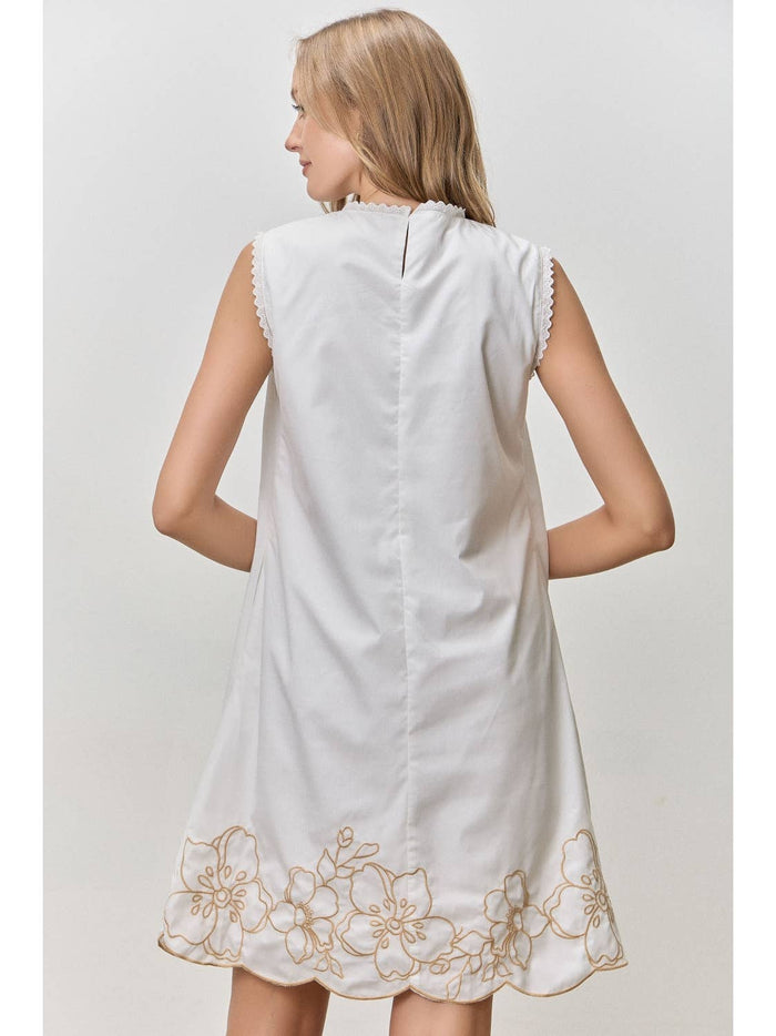 Floral Embroidered Sleeveless Dress