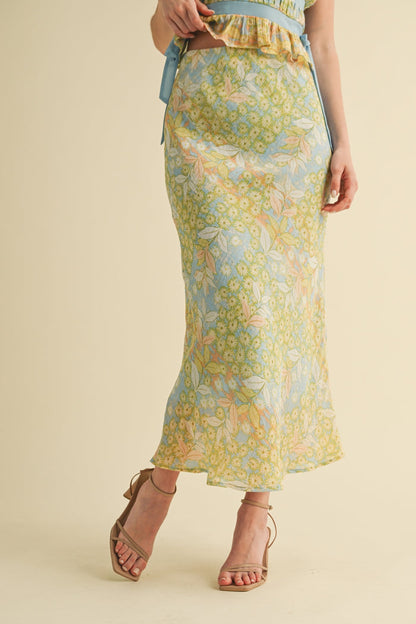 Floral Top & Midi Skirt Set