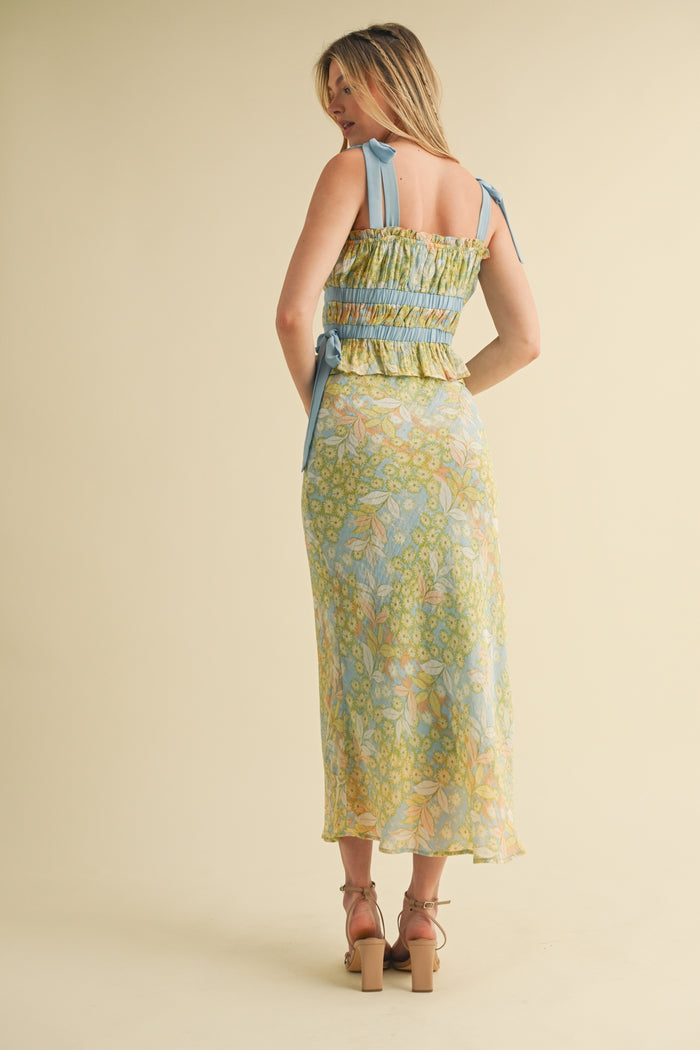 Floral Top & Midi Skirt Set