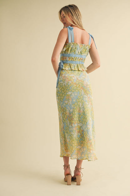 Floral Top & Midi Skirt Set