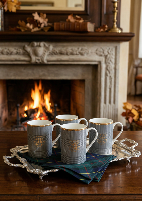 GLEN PLAID MUGS SET OF 4