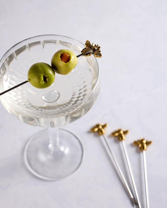 Gold - Set of 4 Golden Bee Cocktail Picks - Abbott - Printfresh