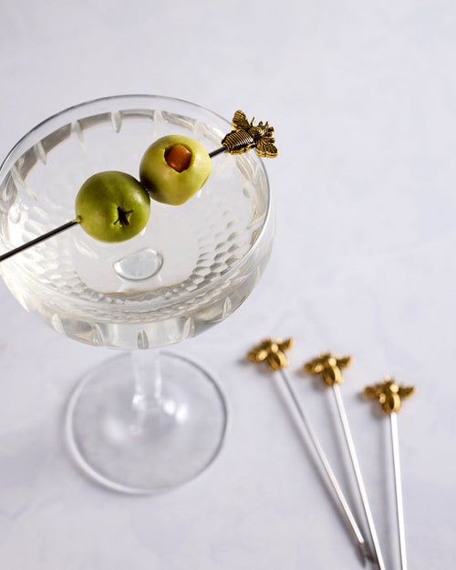 Gold - Set of 4 Golden Bee Cocktail Picks - Abbott - Printfresh