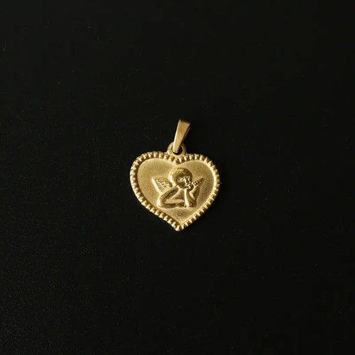 Gold Plated Angel Cupid Heart Pendant - Pantsnsox