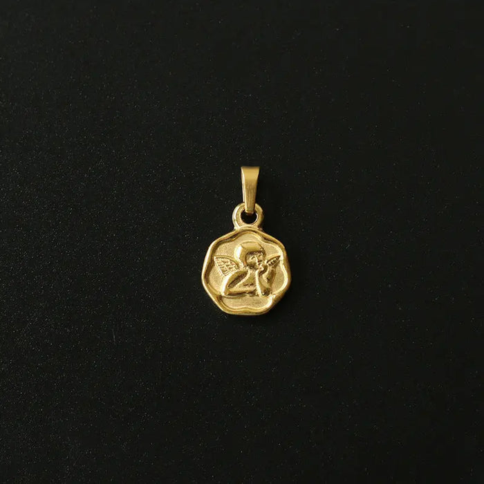 Gold Plated Cupid Coin Pendant - Pantsnsox