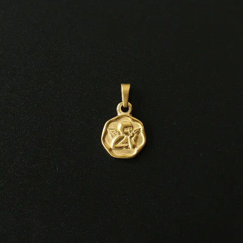 Gold Plated Cupid Coin Pendant - Pantsnsox