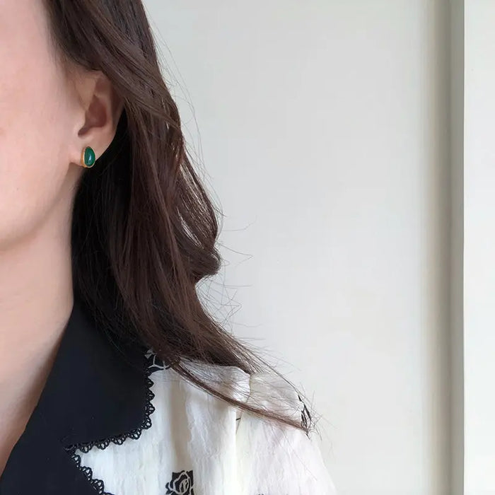 Gold-Plated Green Chalcedony and Black Onyx Jewelry Set Crushes.