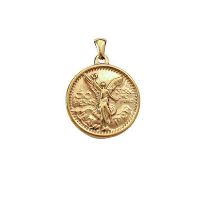 Gold Plated Roman Coin Pendant Necklace Charm, 2.5 cm, No Chain Crushes.