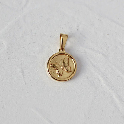Gold Plated Roman Coin Pendant sku-5-L05 圆形蝴蝶 Crushes.