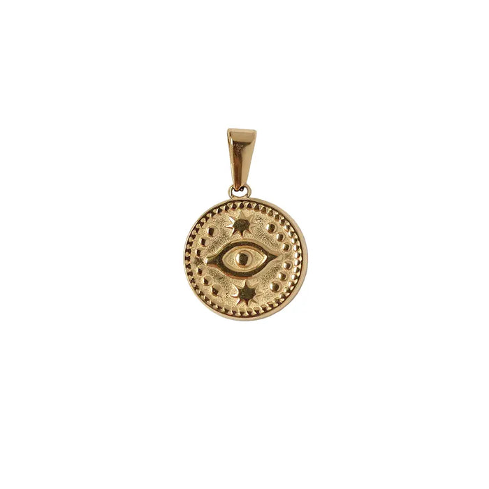 Gold Plated Roman Coin Portrait Pendant, 18K Antique Style Round Charm, No Chain Crushes.