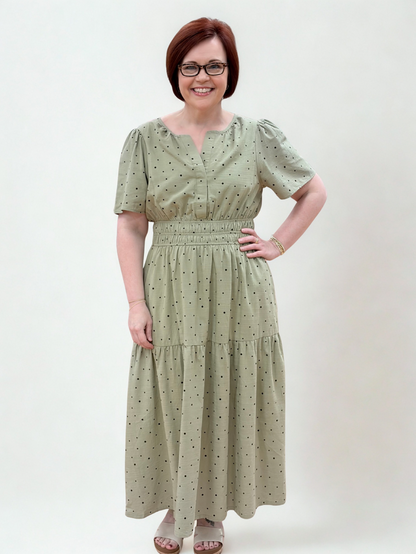 Green Polka Dot Maxi Dress