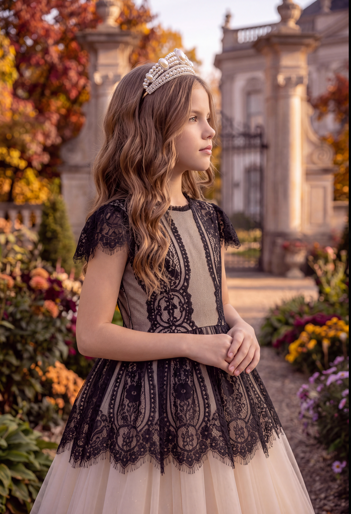 GWENDOLYN GOWN BLACK/NATURAL