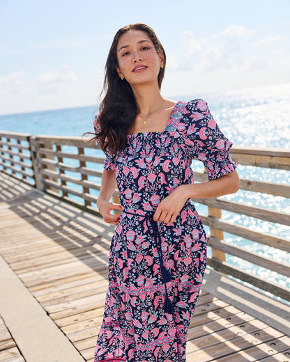 Harbor Honeysuckle - The Muse Dress - Navy Shore - Printfresh