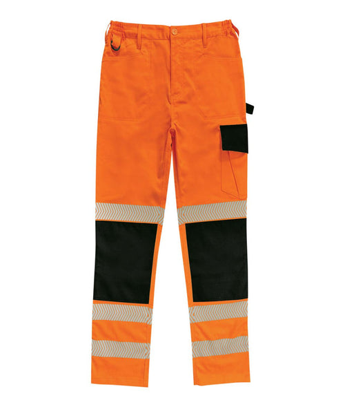 Dolomite Reg Leg hi-vis two-tone stretch combat trouser with chevron reflective tape Cordura knee patches and multiple pockets