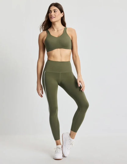 | Front view of model highlighting the coverage and fit | Olive