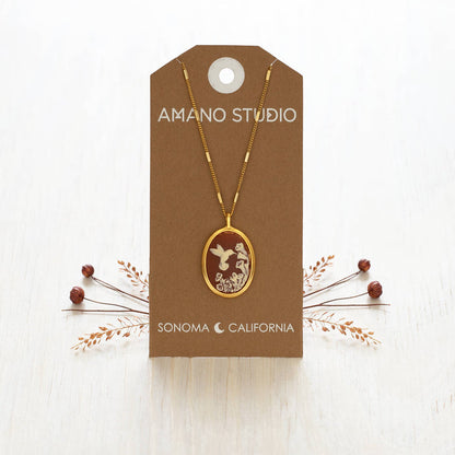 Hummingbird Vintage Cameo Necklace