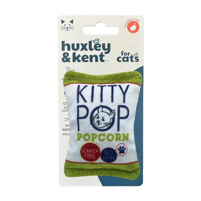 Huxley & Kent Kitty Pop Plush Cat Toy - Squeaky Crinkle Popcorn Snack Toy - Dog.Dog.Cat.