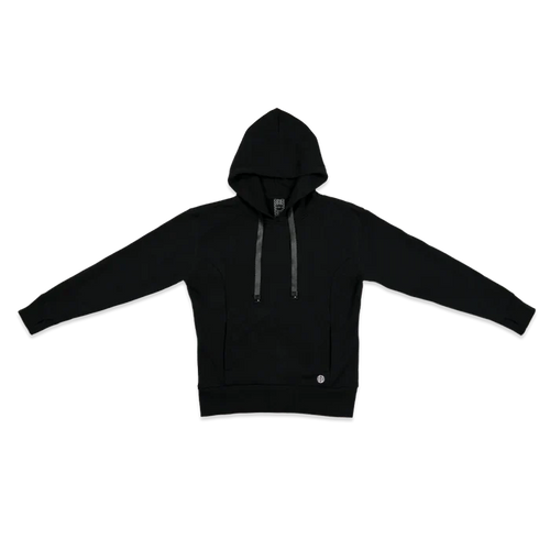 Pullover hoodie with kangaroo pocket. This hoodie only comes in black and there are no designs or colors. It comes with an all black string that can be swapped with other ZOX strings.