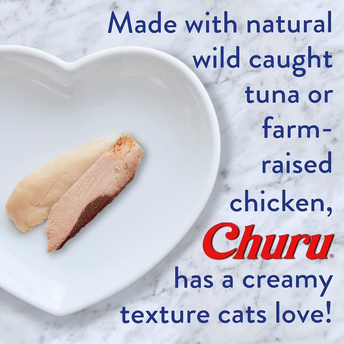 INABA Churu Cat Treats, Grain-Free, Lickable, Squeezable Creamy Purée Cat Treat/Topper with Vitamin E & Taurine, 0.5 Ounces Each Tube, 40 Tubes, Chicken Variety Box - Dog.Dog.Cat.