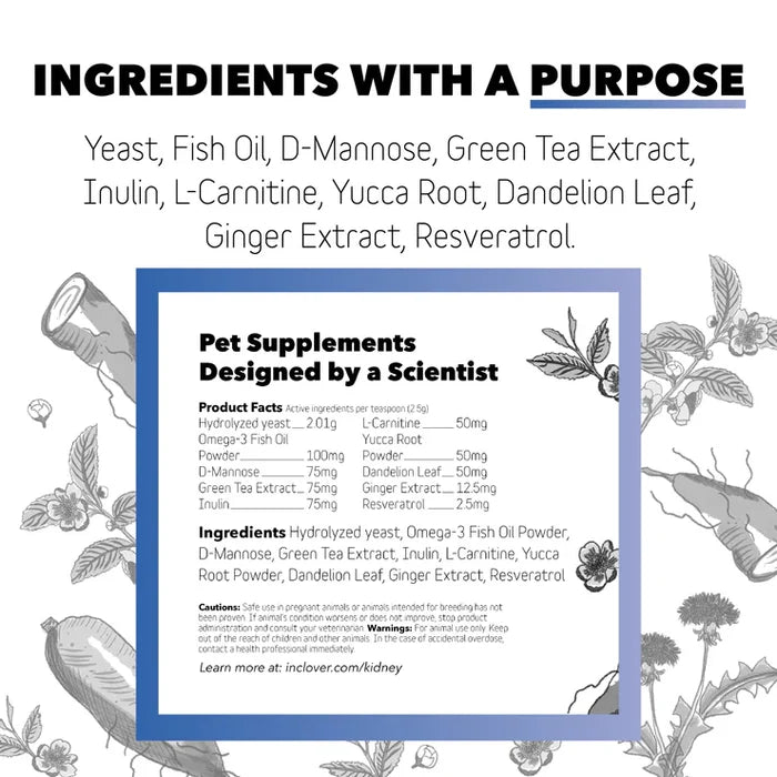 InClover Kidney Supplement for Dogs + Cats (BioRen) - Dog.Dog.Cat.
