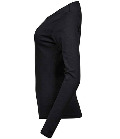 Tee Jays Ladies Long Sleeve Interlock T - Shirt | Black - Eg Clothing UK