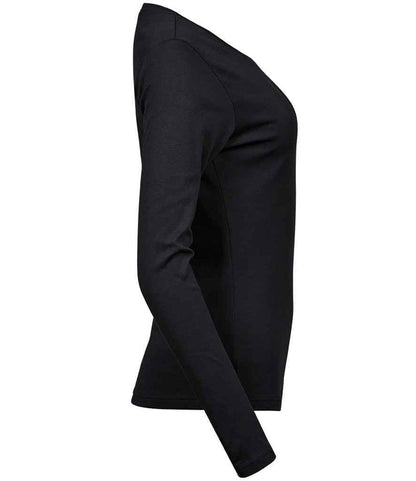 Tee Jays Ladies Long Sleeve Interlock T - Shirt | Black - Eg Clothing UK