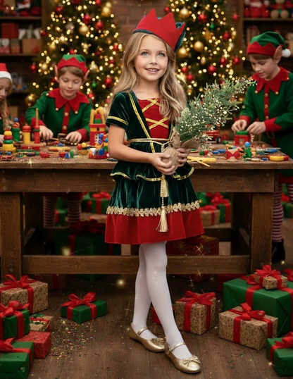 JANIE THE ELF DRESS & HAT SET