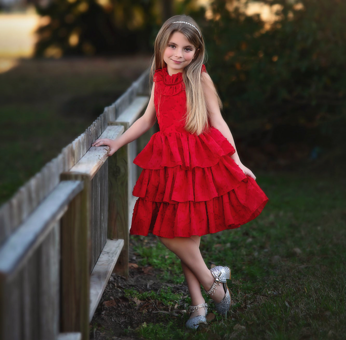 JOELLE DRESS CRIMSON