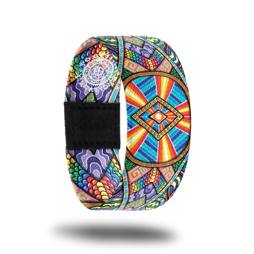 Outside design of Joy, a colorful geometric design in the unique style of artist Chris Dyer