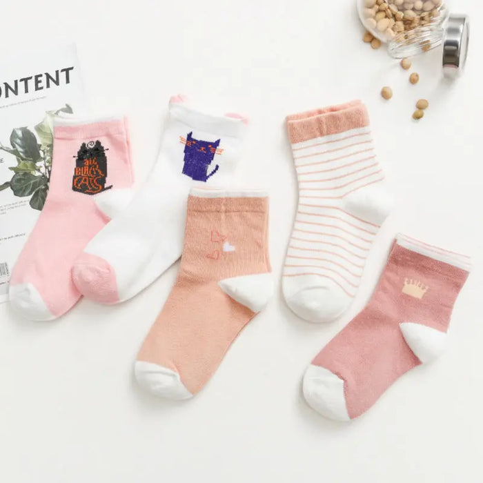 Kids Cotton Socks Children Toddler Dinosaur Spaceship Winter 5 Pack Gift Set - Pantsnsox