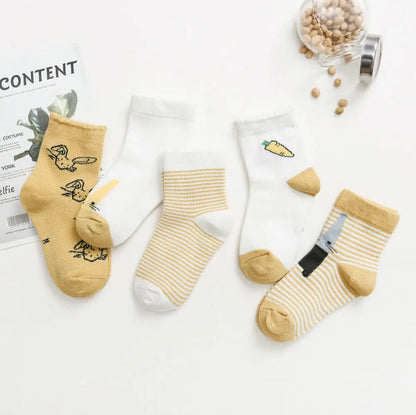 Kids Cotton Socks Children Toddler Dinosaur Spaceship Winter 5 Pack Gift Set - Pantsnsox